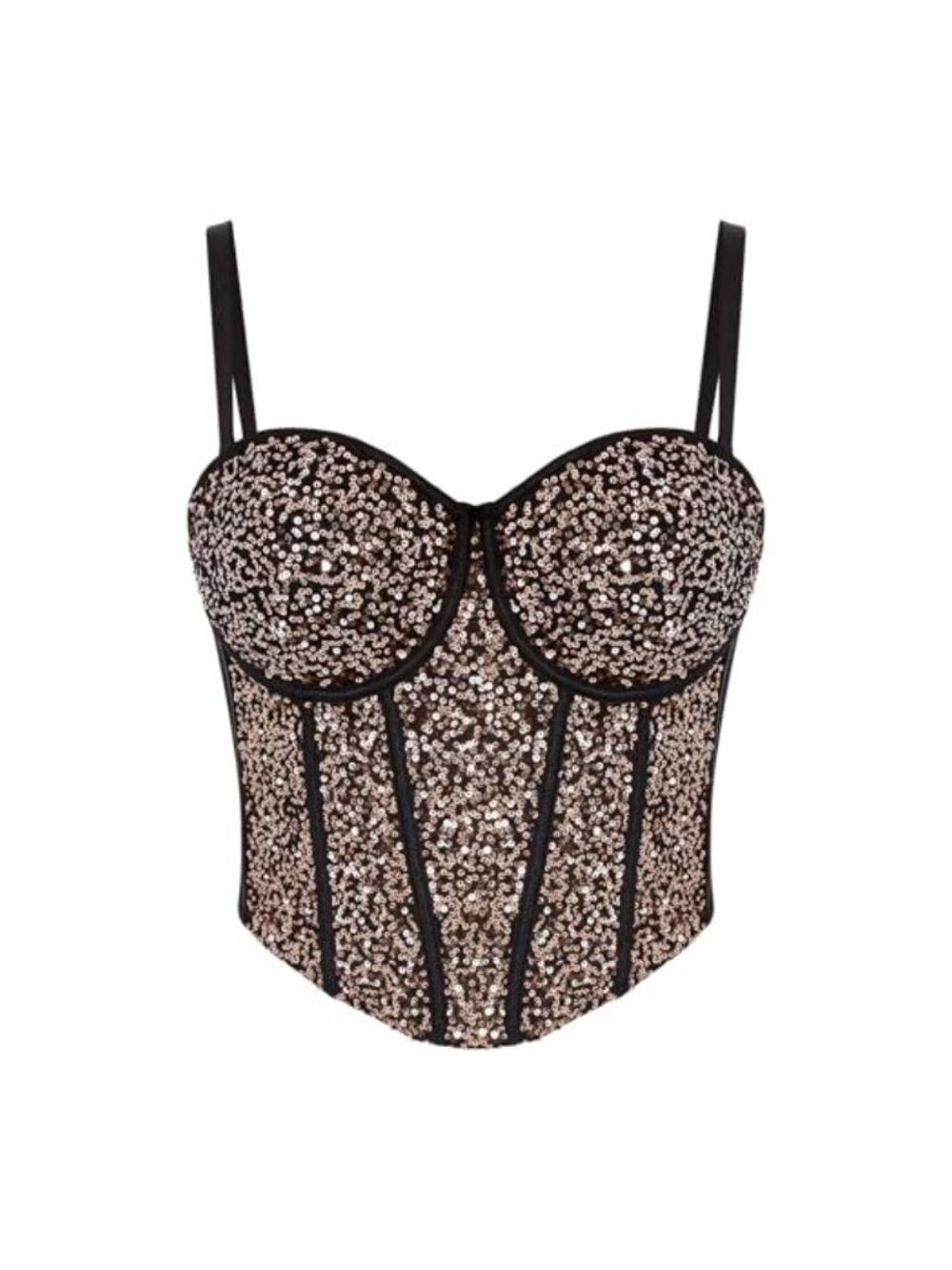 Sequin Crop Top Push Up Corset Bustier Spaghetti Strap Cami Party Clubwear